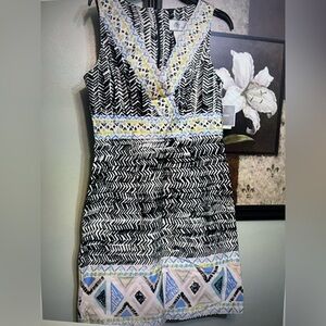 DBy LDT Womens Bogo Cotton Geometric Print Wrap Dress Size 10 NWT